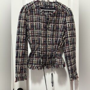 Halogen Navy Multicolor Tweed Jacket Woman XL